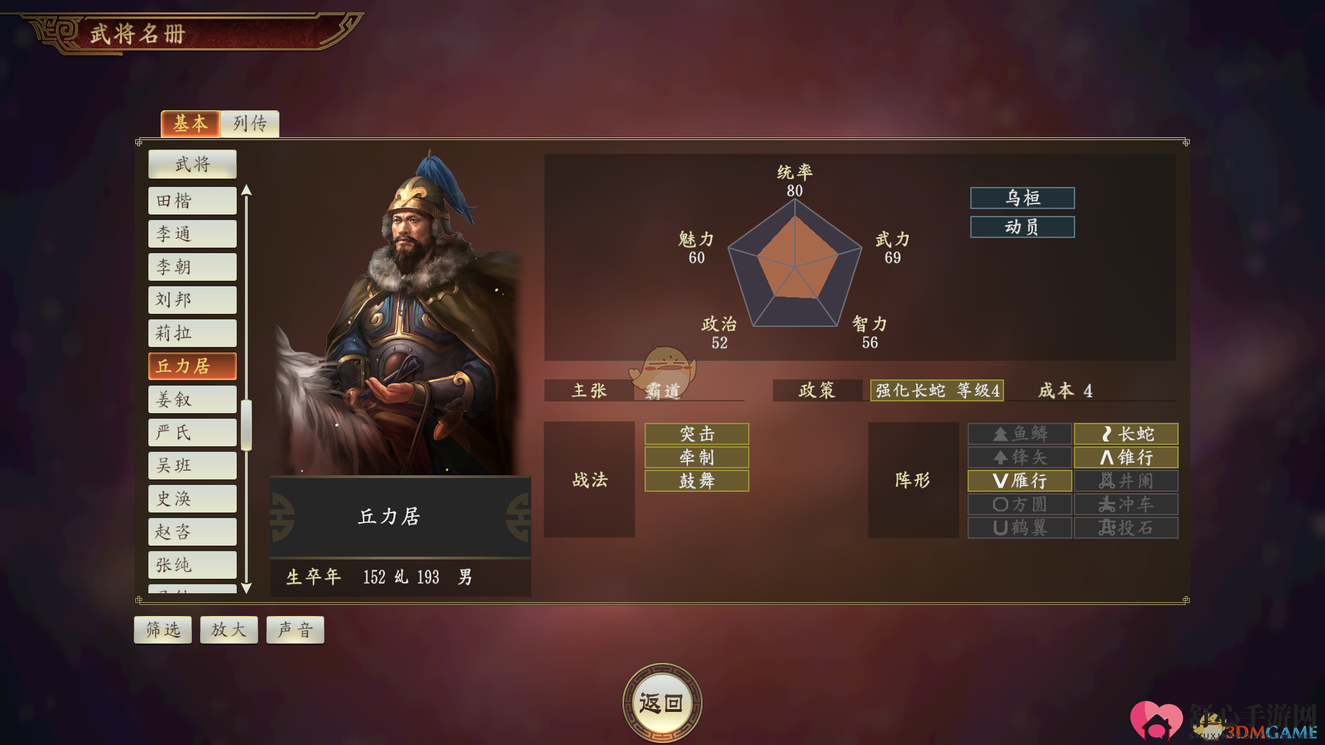 《三国志14》丘力居武将点评